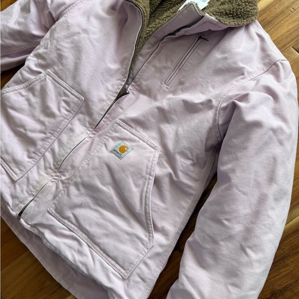 Carhartt Light Pink Sherpa-Lined Work Jacket women’s medium - Picture 6 of 6